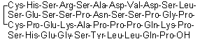 L-Cysteinyl-L-histidyl-L-seryl-L-arginyl-L-seryl-L-alanyl-L-alpha-aspartyl-L-valyl-L-alpha-aspartyl-L-seryl-L-leucyl-L-seryl-L-alpha-glutamyl-L-seryl-L-seryl-L-prolyl-L-asparaginyl-L-seryl-L-seryl-L-prolylglycyl-L-prolyl-L-cysteinyl-L-prolyl-L-alpha-glutamyl-L-lysyl-L-alanyl-L-prolyl-L-prolyl-L-prolyl-L-glutaminyl-L-lysyl-L-prolyl-L-seryl-L-histidyl-L-alpha-glutamylglycyl-L-seryl-L-tyrosyl-L-leucyl-L-leucyl-L-glutaminyl-L-proline cyclic (1→23)-disulfide molecular structure (CAS 1802086-30-1)