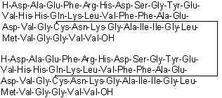 L-alpha-天冬氨酰-L-丙氨酰-L-alpha-谷氨酰-L-苯丙氨酰-L-精氨酰-L-组氨酰-L-alpha-天冬氨酰-L-丝氨酰甘氨酰-L-酪氨酰-L-alpha-谷氨酰-L-缬氨酰-L-组氨酰-L-组氨酰-L-谷氨酰胺酰-L-赖氨酰-L-亮氨酰-L-缬氨酰-L-苯丙氨酰-L-苯丙氨酰-L-丙氨酰-L-alpha-谷氨酰-L-alpha-天冬氨酰-L-缬氨酰甘氨酰-L-半胱氨酰-L-天冬氨酰胺酰-L-赖氨酰甘氨酰-L-丙氨酰-L-异亮氨酰-L-异亮氨酰甘氨酰-L-亮氨酰-L-蛋氨酰-L-缬氨酰甘氨酰甘氨酰-L-缬氨酰-L-缬氨酸 双分子(26→26')-二硫醚分子结构 (CAS 1802087-75-7)