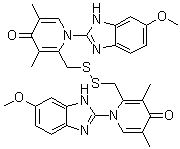 2,2'-[Dithiobis(methylene)]bis[1-(6-methoxy-1H-benzimidazol-2-yl)-3,5-dimethyl-4(1H)-pyridinone] molecular structure (CAS 1803449-02-6)