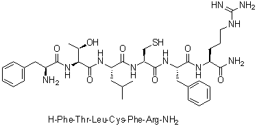 L-苯丙氨酰-L-苏氨酰-L-亮氨酰-L-半胱氨酰-L-苯丙氨酰-L-精氨酰胺分子结构 (CAS 180387-76-2)
