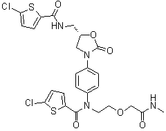 5-氯-N-[4-[(5S)-5-[[[(5-氯-2-噻吩基)羰基]氨基]甲基]-2-氧代-3-恶唑烷基]苯基]-N-[2-[2-(甲基氨基)-2-氧代乙氧基]乙基]-2-噻吩甲酰胺分子结构 (CAS 1807455-76-0)