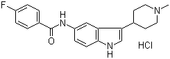 4-氟-N-(3-(1-甲基哌啶-4-基)-1H-吲哚-5-基)苯甲酰胺盐酸盐分子结构 (CAS 182563-08-2)