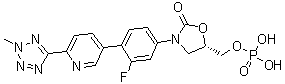 (5S)-3-[3-Fluoro-4-[6-(2-methyl-2H-tetrazol-5-yl)-3-pyridinyl]phenyl]-5-[(phosphonooxy)methyl]-2-oxazolidinone molecular structure (CAS 1835340-19-6)
