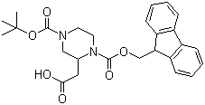 4-Boc-1-Fmoc-2-Piperazine acetic acid molecular structure (CAS 183742-34-9)
