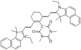 5-(6-(2-(3-乙基-1,1-二甲基-1H-苯并[e]吲哚-2(3H)-亚基)亚乙基)-2-(2-(3-乙基-1,1-二甲基-1H-苯并[e]吲哚-3-鎓-2-基)乙烯基)环己-1-烯-1-基)-1,3-二甲基-2,6-二氧代-1,2,3,6-四氢嘧啶-4-醇分子结构 (CAS 1841139-28-3)