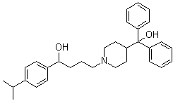 4-(羟基二苯基甲基)-alpha-[4-(1-甲基乙基)苯基]-1-哌啶丁醇分子结构 (CAS 185066-37-9)