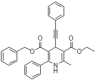 1,4-Dihydro-2-methyl-6-phenyl-4-(phenylethynyl)-3,5-pyridinedicarboxylic acid 3-ethyl 5-(phenylmethyl) ester molecular structure (CAS 185222-90-6)