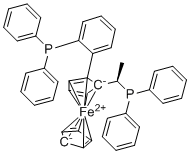 (R)-1-[(S)-2-(2'-Diphenyphosphinophenyl)ferrocenyl]ethyldiphenylphosphine molecular structure (CAS 1854067-25-6)