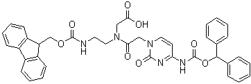 N-[[4-[[(Diphenylmethoxy)carbonyl]amino]-2-oxo-1(2H)-pyrimidinyl]acetyl]-N-[2-[[(9H-fluoren-9-ylmethoxy)carbonyl]amino]ethyl]glycine molecular structure (CAS 186046-81-1)
