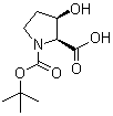 (2S,3R)-3-羟基-1,2-吡咯烷二甲酸 1-叔丁酯分子结构 (CAS 186132-96-7)