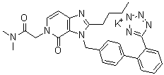 2-丁基-3,4-二氢-N,N-二甲基-4-氧代-3-[[2'-(1H-四唑-5-基)[1,1'-联苯]-4-基]甲基]-5H-咪唑并[4,5-c]吡啶-5-乙酰胺钾盐分子结构 (CAS 187683-79-0)
