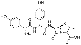 structure of CAS# 188112-75-6, Amoxicillin Impurity G;D-(4-Hydroxyphenyl)glycylamoxicillin;(2S,5R,6R)-6-[[(2R)-2-[[(2R)-2-amino-2-(4-hydroxyphenyl)acetyl]amino]-2-(4-hydroxyphenyl)acetyl]amino]-3,3-dimethyl-7-oxo-4-thia-1-azabicyclo[3.2.0]heptane-2-carboxylic acid