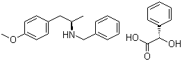 (2S)-羟基(苯基)乙酸 (2R)-N-苄基-1-(4-甲氧基苯基)丙-2-胺盐分子结构 (CAS 188690-84-8)