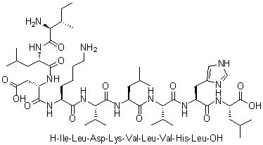 L-异亮氨酰-L-亮氨酰-L-alpha-天冬氨酰-L-赖氨酰-L-缬氨酰-L-亮氨酰-L-缬氨酰-L-组氨酰-L-亮氨酸分子结构 (CAS 1900669-20-6)