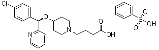 (R)-4-[(4-氯苯基)-2-吡啶基甲氧基]-1-哌啶丁酸单苯磺酸盐分子结构 (CAS 190730-42-8)
