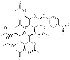 4-Nitrophenyl 3-O-(2,3,4,6-tetra-O-acetyl-beta-D-glucopyranosyl)-beta-D-glucopyranoside 2,4,6-triacetate molecular structure (CAS 195715-98-1)