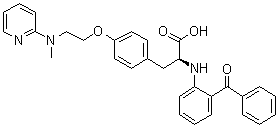 N-(2-苯甲酰基苯基)-O-[2-(甲基-2-吡啶基氨基)乙基]-L-酪氨酸分子结构 (CAS 196808-24-9)