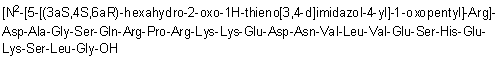 N2-[5-[(3aS,4S,6aR)-六氢-2-氧代-1H-噻吩并[3,4-d]咪唑-4-基]-1-氧代戊基]-L-精氨酰-L-alpha-天冬氨酰-L-丙氨酰甘氨酰-L-丝氨酰-L-谷氨酰胺酰-L-精氨酰-L-脯氨酰-L-精氨酰-L-赖氨酰-L-赖氨酰-L-alpha-谷氨酰-L-alpha-天冬氨酰-L-天冬氨酰胺酰-L-缬氨酰-L-亮氨酰-L-缬氨酰-L-alpha-谷氨酰-L-丝氨酰-L-组氨酰-L-alpha-谷氨酰-L-赖氨酰-L-丝氨酰-L-亮氨酰甘氨酸分子结构 (CAS 198341-96-7)