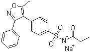 structure of CAS# 198470-85-8, Parecoxib sodium;N-[4-(5-Methyl-3-phenylisoxazol-4-yl)phenylsulfonyl]propionamide sodium salt