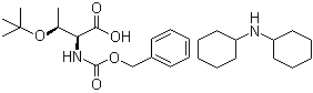 O-叔丁基-N-[苄氧羰基]-L-别苏氨酸二环己基铵盐分子结构 (CAS 198828-94-3)