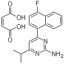 structure of CAS# 199864-88-5, 4-(4-Fluoro-1-naphthalenyl)-6-(1-methylethyl)-2-pyrimidinamine maleate