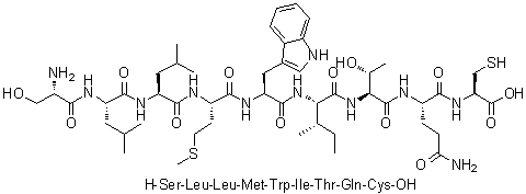L-Seryl-L-leucyl-L-leucyl-L-methionyl-L-tryptophyl-L-isoleucyl-L-threonyl-L-glutaminyl-L-cysteine molecular structure (CAS 202815-17-6)