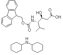 N-环己基环己胺 (3S,4S)-4-[[芴甲氧羰基]氨基]-3-羟基-5-甲基己酸盐分子结构 (CAS 204316-10-9)
