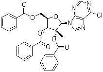 6-氯-9-(2,3,5-三苯甲酰氧基-2-C-甲基-beta-D-呋喃核糖基)-9H-嘌呤分子结构 (CAS 205171-04-6)