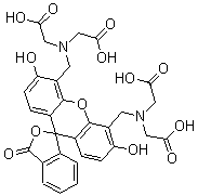 荧光素-4',5'-双(甲基亚氨基二乙酸)分子结构 (CAS 207124-64-9)