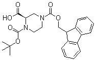 (R)-1-N-叔丁氧羰基-4-N-芴甲氧羰基-2-哌嗪甲酸分子结构 (CAS 209593-18-0)