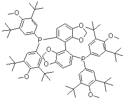(S)-5,5'-二[二(3,5-二叔丁基-4-甲氧基苯基)膦基]-4,4'-联苯并二恶茂分子结构 (CAS 210169-40-7)