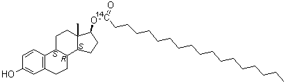 (17beta)-雌甾-1,3,5(10)-三烯-3,17-二醇 17-(硬脂酸酯-1-<sup>14</sup>C)分子结构 (CAS 210241-63-7)