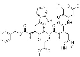 N-[苄氧羰基]-L-色氨酰-L-alpha-谷氨酰-N-[(1S)-3-氟-1-(2-甲氧基-2-氧代乙基)-2-氧代丙基]-L-组胺酰胺甲基酯分子结构 (CAS 210345-00-9)