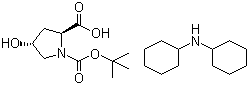 二环己基铵 (2S,4R)-1-(叔丁氧羰基)-4-羟基吡咯烷-2-羧酸盐分子结构 (CAS 21157-12-0)