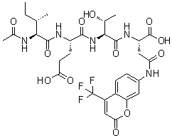 N-乙酰基-L-异亮氨酰-L-alpha-谷氨酰-L-苏氨酰-N-[2-氧代-4-(三氟甲基)-2H-1-苯并吡喃-7-基]-L-alpha-天冬氨酰胺分子结构 (CAS 211990-57-7)
