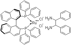 二氯[(R)-(+)-2,2'-二(二苯基膦基)-1,1'-联萘基][(1R,2R)-(+)-1,2-二苯基乙二胺]钌(II)分子结构 (CAS 212143-23-2)