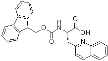 (alphaS)-alpha-[[(9H-Fluoren-9-ylmethoxy)carbonyl]amino]-2-quinolinepropanoic acid molecular structure (CAS 214852-56-9)