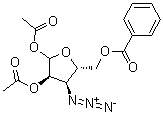 3-叠氮基-3-脱氧-D-呋喃核糖 1,2-二乙酸酯 5-苯甲酸酯分子结构 (CAS 215176-56-0)