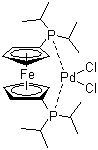 [1,1'-双(二异丙基膦)二茂铁]二氯钯分子结构 (CAS 215788-65-1)