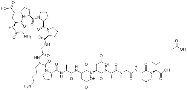甘氨酰-L-α-谷氨酰-L-脯氨酰-L-脯氨酰-L-脯氨酰甘氨酰-L-赖氨酰-L-脯氨酰-L-丙氨酰-L-α-天冬氨酰-L-α-天冬氨酰-L-丙氨酰甘氨酰-L-亮氨酰-L-缬氨酸乙酸盐 (1:1)分子结构 (CAS 216441-37-1)