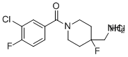 1-[1-(3-氯-4-氟苯甲酰基)-4-氟哌啶-4-基]甲胺盐酸盐分子结构 (CAS 2173992-07-7)