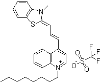 4-[3-(3-甲基-2(3H)-苯并噻唑亚基)-1-丙烯-1-基]-1-辛基喹啉鎓三氟甲磺酸盐分子结构 (CAS 218300-22-2)