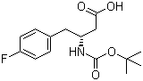 结构式 CAS# 218609-00-8, (R)-N-叔丁氧羰基-3-氨基-4-(4-氟苯基)丁酸