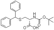 N-[叔丁氧羰基]-S-(二苯基甲基)-L-半胱氨酸分子结构 (CAS 21947-97-7)
