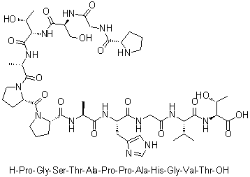L-脯氨酰甘氨酰-L-丝氨酰-L-苏氨酰-L-丙氨酰-L-脯氨酰-L-脯氨酰-L-丙氨酰-L-组氨酰甘氨酰-L-缬氨酰-L-苏氨酸分子结构 (CAS 219774-73-9)