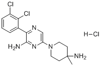 6-(4-amino-4-methyl-1-piperidinyl)-3-(2,3-dichlorophenyl)-2-Pyrazinamine hydrochloride (1:1) molecular structure (CAS 2200214-93-1)