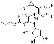 (1S,2R,3S,4R)-4-[7-[[(1R,2S)-2-(3,4-二氟苯基)环丙基]氨基]-5-(丙硫基)-3H-1,2,3-三唑并[4,5-d]嘧啶-3-基]-1,2,3-环戊烷三醇分子结构 (CAS 220347-05-7)