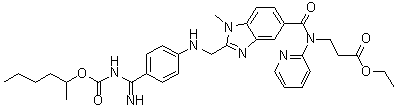 N-[[2-[[[4-[Imino[[[(1-methylpentyl)oxy]carbonyl]amino]methyl]phenyl]amino]methyl]-1-methyl-1H-benzimidazol-5-yl]carbonyl]-N-2-pyridinyl-beta-alanine ethyl ester molecular structure (CAS 2225986-95-6)