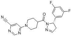 (S)-6-(4-(5-(3,5-difluorophenyl)-4,5-dihydro-1H-pyrazole-1-carbonyl)piperidin-1-yl)pyrimidine-4-carbonitrile molecular structure (CAS 2226735-55-1)