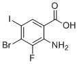 2-Amino-4-bromo-3-fluoro-5-iodobenzoic acid molecular structure (CAS 2241720-33-0)